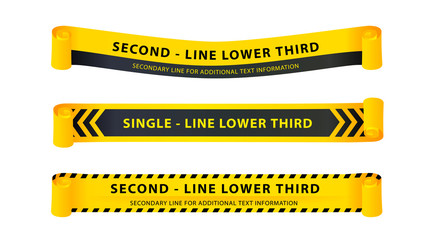 Vector  lower third or television news bar design template with ribbon theme isolated on white background