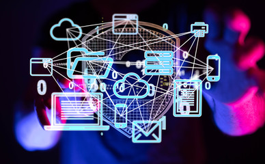Concept of Network, internet communication, Big Data.