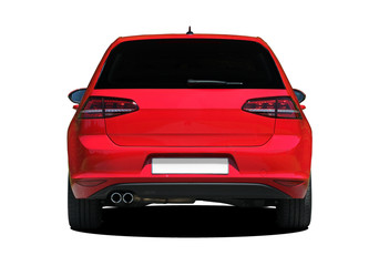 the back of a modern car on a white background