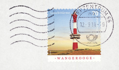 Briefmarke stamp Germany Deutschland gestempelt used frankiert Leuchtturm light house rot weiss red...