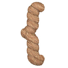 Letter stylized in the form of a rope - 3D render