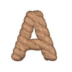 Letter stylized in the form of a rope - 3D render