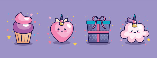 collection of cute and fantasy icons vector illustration design © Gstudio