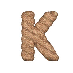 Letter stylized in the form of a rope - 3D render