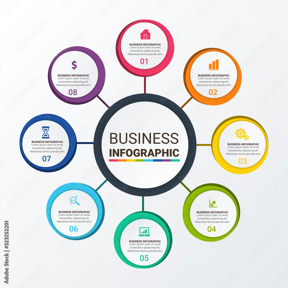 Aufkleber business data visualization. timeline infographic icons designed for abstract background template