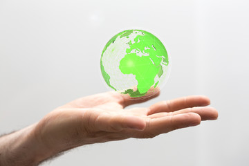 Hand Holding World digital 3d.