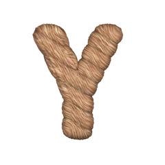 Letter stylized in the form of a rope - 3D render