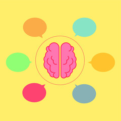 Vector brain and speech bubble with concept infographices.