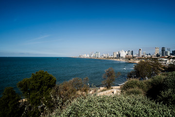 View of the Mediterranean coast in Tel Aviv, Israel
