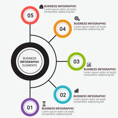 Business and other elements for infographic. Template for diagram, graph, presentation and chart. Business concept with 3, 4 and 5 options, parts, steps or processes.