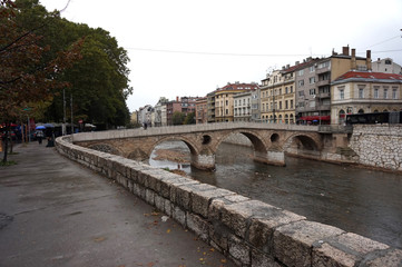 Historical Bridge and village in Sarajevo, Bosnia and Herzegovina in 2018