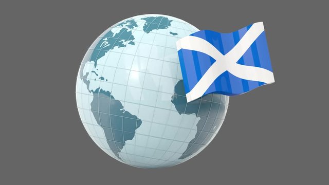 Globe with flag of Scotland