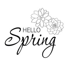 Beautiful Hello Spring, Flowers, Art, Vector Illustration