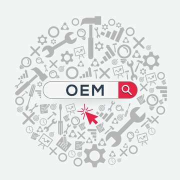 OEM mean (original equipment manufacturer) Word written in search bar,Vector illustration.