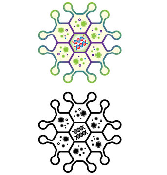 Diagramatic Cross Section Illustration Of A Generic Virus With DNA Chains