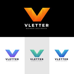 abstract v letter logo design template