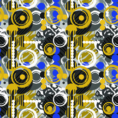 Seamless brushpen textile doodle pattern grunge texture.