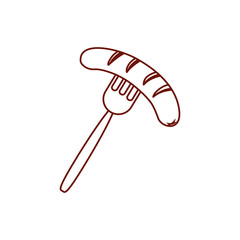 Isolated fork with sausage line style icon vector design