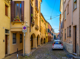 Narrow street in Padua (Padova), Veneto, Italy