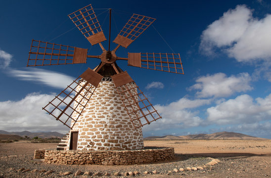 tafia windmill, fuerteventura, canary islands.