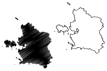Laane County (Republic of Estonia, Counties of Estonia) map vector illustration, scribble sketch Laanemaa map