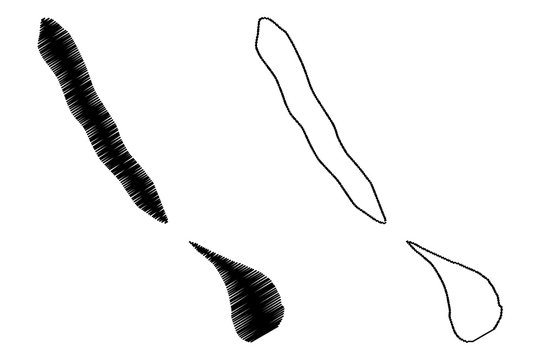 Agalega islands (Republic of Mauritius, island, Districts of Mauritius) map vector illustration, scribble sketch Agalega map