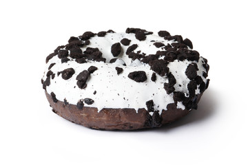 Sweet donuts with chocolate icing isolated on a white background