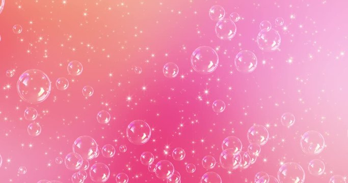 Romantic pink pattern with bubbles. For St. Valentines Day, Mother's Day, wedding anniversary. Wedding invitation e-card. 3D rendering animation. Seamless loop 4k video.