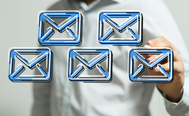 Hand with an email icon 3d