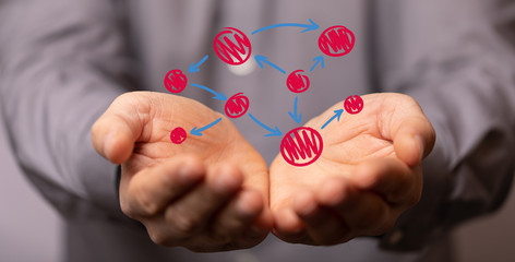 team work connection digital concept .