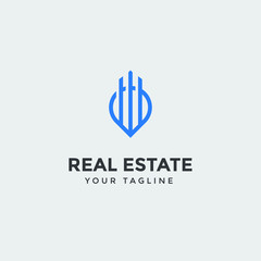 real estate logo design template, Construction Architecture Building symbol vector editable