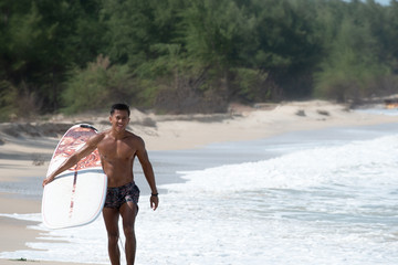 man training surf