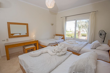 Interior design of triple bedroom in house