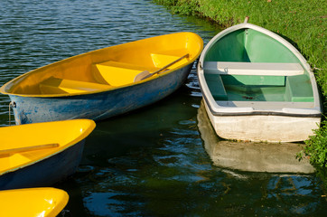 Paddle boat floating on the water