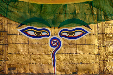 all seeing eye design at the Nepal monkey temple