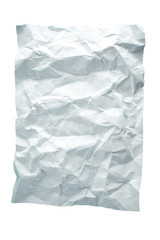 crumpled sheet of white paper on a white background isolated. mocap grey paper