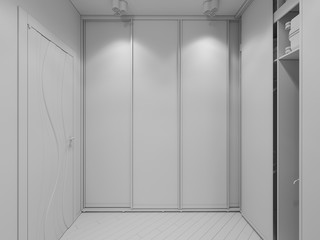 3D render interior design of a wardrobe in the bedroom