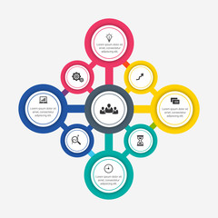 Business Infographic presentation template with 3, 4, 5, 6 options, parts, steps. Diagram, graph, round chart.