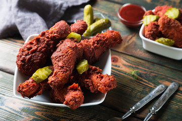 Nashville hot chicken, wings and legs