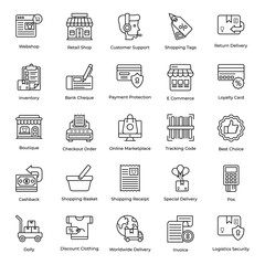  Internet Shopping Line Icons Pack 