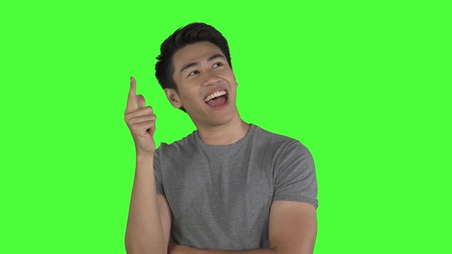 Pensive young man getting an idea in the studio