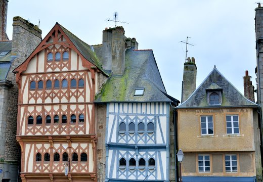 The old Guingamp city in Brittany . France