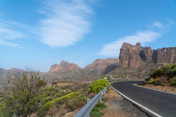 Road view in the mountains in Gran Canaria
