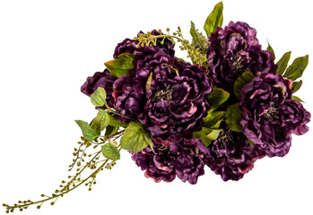 bouquet of purple artificial flowers