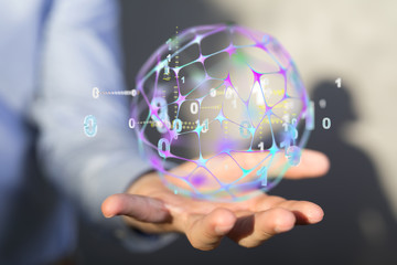 connected symbols for digital, interactive and global communication concept