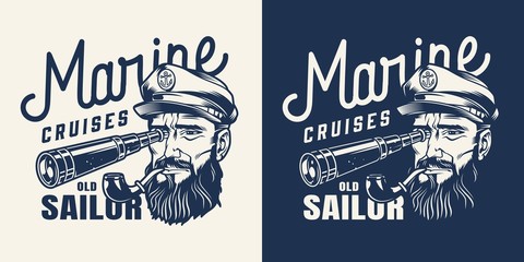 Fototapeta premium Vintage marine cruise monochrome label