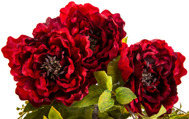 bouquet of red artificial flowers