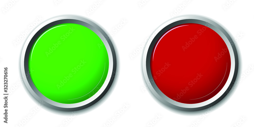 Wall mural green and red round buttons on a white background. vector image.