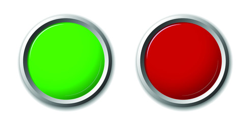 Green and red round buttons on a white background. Vector image.