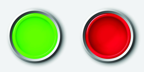 Green and red round buttons on a white background. Vector image.